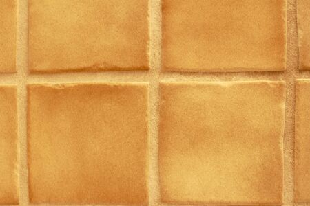 Slightly uneven hand-made ceramic surface decorations with warm tan grout in between.の写真素材