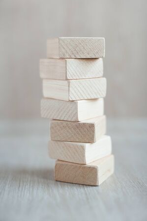 wooden building blocks forms, construction from wooden cubesの写真素材