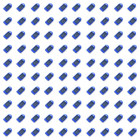 Background pattern of Portable blue Pulse Oximeter on isolated white background to monitor oxygen...