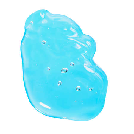 Close up macro Aloe vera gel serum cosmetic texture isolated on white background with bubbles...
