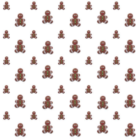 Seamless pattern. Christmas concept. Gingerbread man cookies on white background. Colorful pattern Creative minimal winter flat lay. Paper or decor templateの写真素材