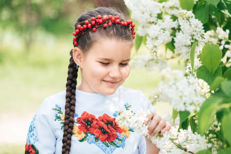 vyshyvanka day. Child in traditional embroidery. Ukraines Constitution day. 24 August. Patriotic...