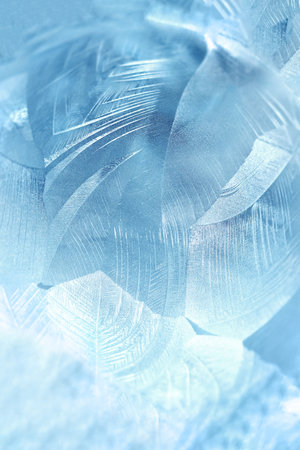 Beautiful frosty patterns on frozen soap bubble. winter, frosty background. Macro photoの写真素材