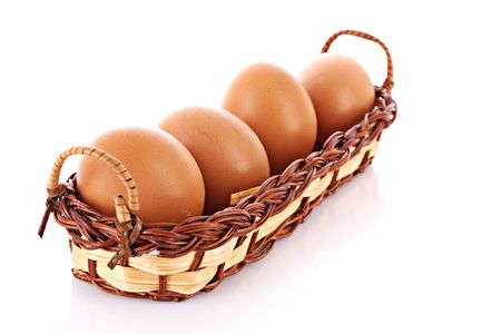 Many eggs isolated on whiteの写真素材