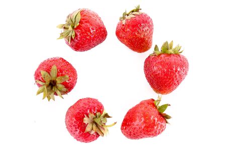 strawberries isolated on whiteの写真素材