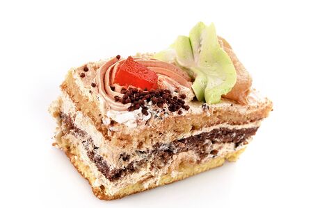 sweet cake over white background