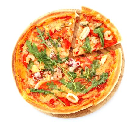 Pizza isolated on whiteの写真素材