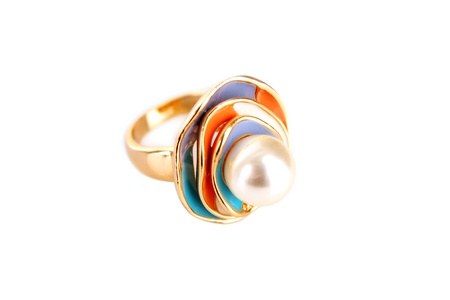 Golden ring isolated on whiteの写真素材