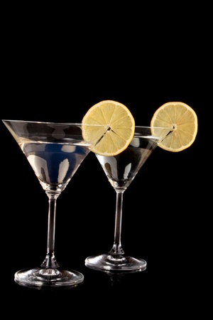 Martini glasses on black backgroundの写真素材