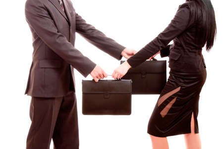 briefcase transfer isolated on whiteの写真素材