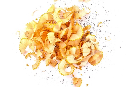 sawdust from pencils isolated on whiteの写真素材