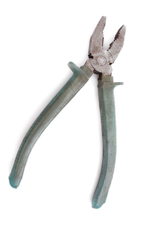 Old pliers isolated on whiteの写真素材