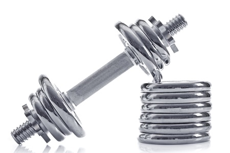 Dumbbell isolated on whiteの写真素材