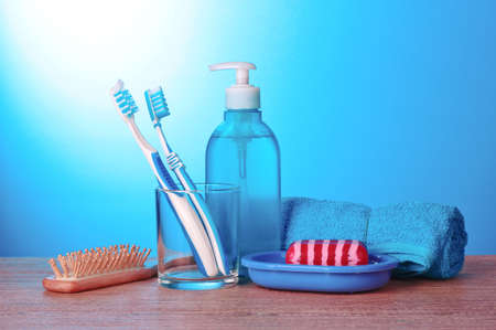 A set of bath cosmetics isolated on whiteの写真素材
