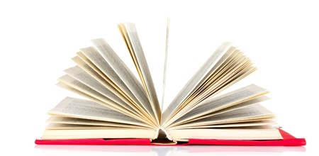 open book isolated on whiteの写真素材