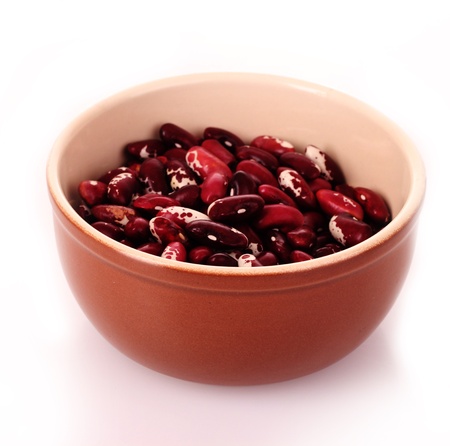 Beans in bowl isolated on white