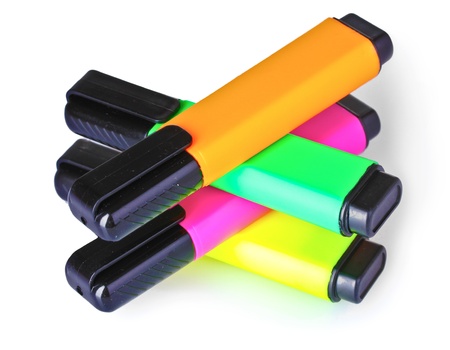 bright markers isolated on whiteの写真素材