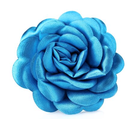 beautiful blue satin flower isolated on whiteの写真素材