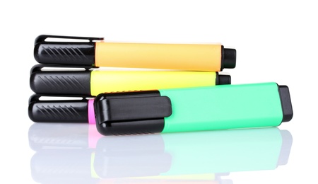 bright markers isolated on whiteの写真素材