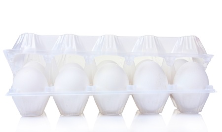 eggs in box isolated on white