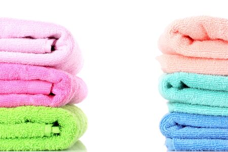 Few towels isolated on whiteの写真素材