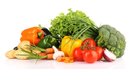 A set of fresh vegetables isolated on whiteの写真素材
