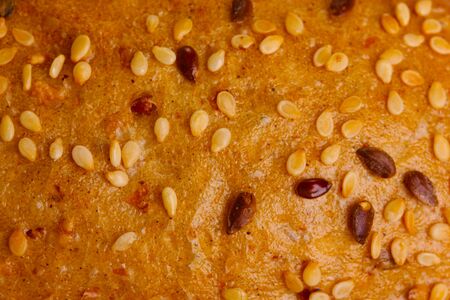 delicious bun with sesame seeds  closeupの写真素材