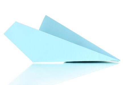 Origami paper airplane isolated on whiteの写真素材