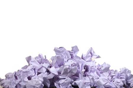 stack of crumpled paper balls isolated on whiteの写真素材