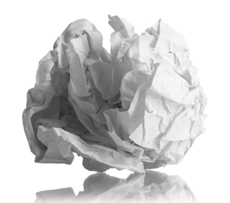 paper ball isolated on whiteの写真素材
