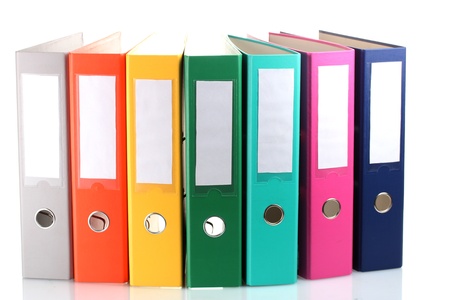 Office folders isolated on whiteの写真素材