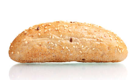 delicious bun with sesame seeds isolated on whiteの写真素材