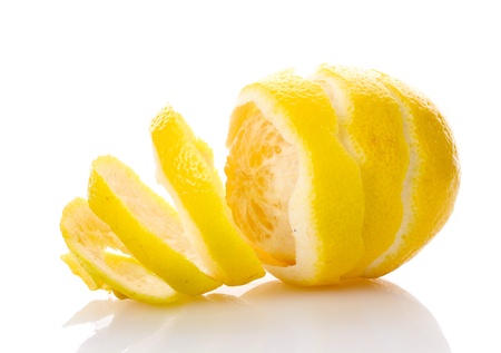 ripe lemon isolated on whiteの写真素材
