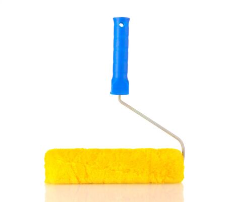 bright paint roller isolated on white