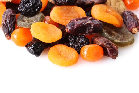 Dried fruits isolated on whiteの写真素材