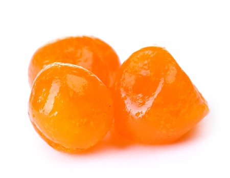 Dried tangerines isolated on whiteの写真素材