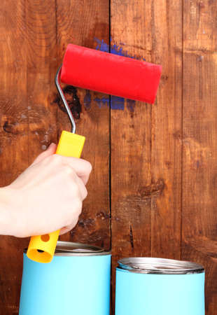 Painting wooden fenceの写真素材