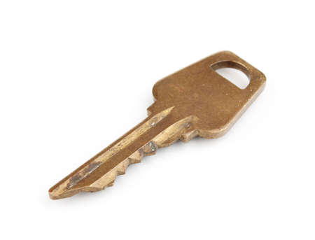 Metal key isolated on whiteの写真素材