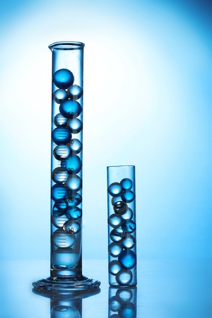 Test-tubes with hydrogel
on blue backgroundの写真素材