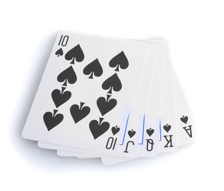 Royal straight flush poker isolated on white