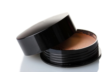 closeup of face powder isolated on white
