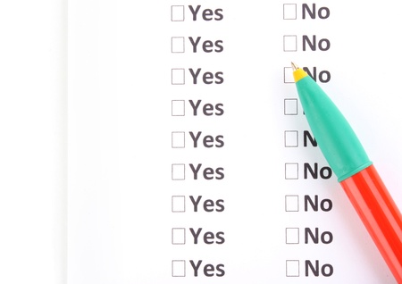 Yes or no cheklist close-upの写真素材