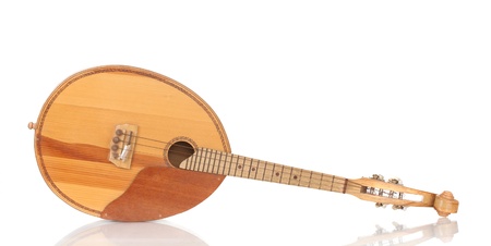 Retro kobza- Ukrainian musical instrument isolated on whiteの写真素材