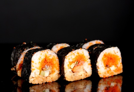 delicious sushi on black backgroundの写真素材