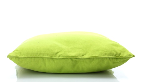 green bright pillow isolated on whiteの写真素材