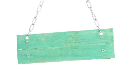 Color wooden sign board isolated on whiteの写真素材