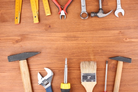 Instruments on wooden background