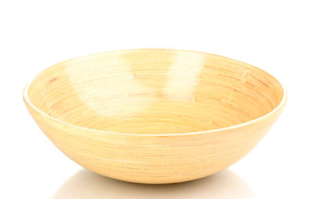 Wooden bowl on white backgroundの写真素材