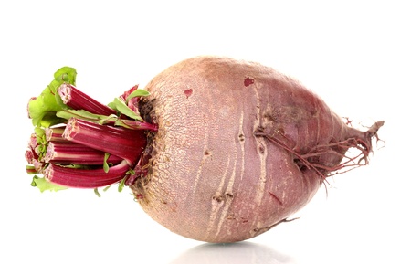 Young red beet isolated on whiteの写真素材
