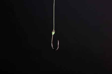 Single fish hook isolated on black